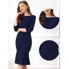 imageAllegra K Business Elegant Funeral Dresses for Womens Boat Neck 34 Sleeve Pleated Modest Midi DressDark Blue