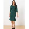 imageAllegra K Business Elegant Funeral Dresses for Womens Boat Neck 34 Sleeve Pleated Modest Midi DressDark Green