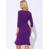 imageAllegra K Business Elegant Funeral Dresses for Womens Boat Neck 34 Sleeve Pleated Modest Midi DressDark Purple