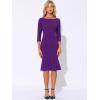 imageAllegra K Business Elegant Funeral Dresses for Womens Boat Neck 34 Sleeve Pleated Modest Midi DressDark Purple