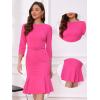 imageAllegra K Business Elegant Funeral Dresses for Womens Boat Neck 34 Sleeve Pleated Modest Midi DressHot Pink