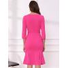 imageAllegra K Business Elegant Funeral Dresses for Womens Boat Neck 34 Sleeve Pleated Modest Midi DressHot Pink