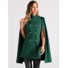 imageAllegra K Cape Coats for Womens Winter Vintage Slit Sleeve Double Breasted Cloak CoatDark Green