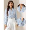 imageAllegra K Casual Boho Blouse for Womens V Neck Printed Top Long Sleeve Dressy BlouseBlue