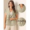 imageAllegra K Casual Work Blazer for Womens Summer Short Sleeve Double Breasted Blazer Jacket with BeltLight Brown