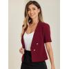 imageAllegra K Cropped Blazers for Women Summer Short Sleeve Open Front Jackets Blazer for Work CasualBurgundy