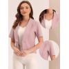 imageAllegra K Cropped Blazers for Women Summer Short Sleeve Open Front Jackets Blazer for Work CasualGrey Pink