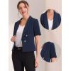 imageAllegra K Cropped Blazers for Women Summer Short Sleeve Open Front Jackets Blazer for Work CasualNavy Blue