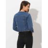 imageAllegra K Denim Jacket for Womens Collarless Button Down Crop Jean JacketsBlue