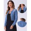 imageAllegra K Denim Jacket for Womens Collarless Button Down Crop Jean JacketsLight Blue