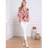 imageAllegra K Dressy Casual Pleated Top for Womens 34 Sleeve Button Down V Neck Printed Blouse ShirtBeige Red