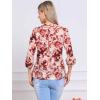 imageAllegra K Dressy Casual Pleated Top for Womens 34 Sleeve Button Down V Neck Printed Blouse ShirtBeige Red