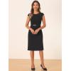 imageAllegra K Elegant Business Dress for Womens 2025 Cap Sleeve Belted Wear to Work Sheath DressesBlack