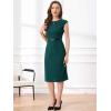 imageAllegra K Elegant Business Dress for Womens 2025 Cap Sleeve Belted Wear to Work Sheath DressesBlue Green