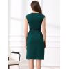 imageAllegra K Elegant Business Dress for Womens 2025 Cap Sleeve Belted Wear to Work Sheath DressesBlue Green
