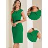 imageAllegra K Elegant Business Dress for Womens 2025 Cap Sleeve Belted Wear to Work Sheath DressesGreen