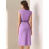 imageAllegra K Elegant Business Dress for Womens 2025 Cap Sleeve Belted Wear to Work Sheath DressesLavender