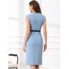 imageAllegra K Elegant Business Dress for Womens 2025 Cap Sleeve Belted Wear to Work Sheath DressesLight Blue