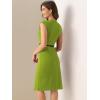imageAllegra K Elegant Business Dress for Womens 2025 Cap Sleeve Belted Wear to Work Sheath DressesLight Green