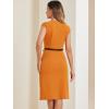 imageAllegra K Elegant Business Dress for Womens 2025 Cap Sleeve Belted Wear to Work Sheath DressesOrange