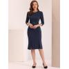 imageAllegra K Elegant Sheath Dress for Womens Casual Work Belt Sllit Hem Fishtail DressesDark Blue