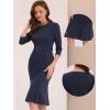 imageAllegra K Elegant Sheath Dress for Womens Casual Work Belt Sllit Hem Fishtail DressesDark Blue