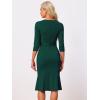 imageAllegra K Elegant Sheath Dress for Womens Casual Work Belt Sllit Hem Fishtail DressesDark Green