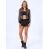 imageAllegra K Glitter Mesh Bomber Jacket for Womens Shiny Long Sleeve Party Club Zip Up Sheer JacketsBlack Silver
