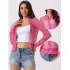 imageAllegra K Glitter Mesh Bomber Jacket for Womens Shiny Long Sleeve Party Club Zip Up Sheer JacketsHot Pink