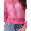 imageAllegra K Glitter Mesh Bomber Jacket for Womens Shiny Long Sleeve Party Club Zip Up Sheer JacketsHot Pink