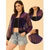 imageAllegra K Glitter Mesh Bomber Jacket for Womens Shiny Long Sleeve Party Club Zip Up Sheer JacketsPurple