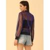 imageAllegra K Glitter Mesh Bomber Jacket for Womens Shiny Long Sleeve Party Club Zip Up Sheer JacketsPurple