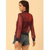 imageAllegra K Glitter Mesh Bomber Jacket for Womens Shiny Long Sleeve Party Club Zip Up Sheer JacketsRed