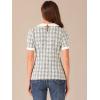 imageAllegra K Halloween Peter Pan Collar Blouse for Womens Button Decor Vintage Tweed Top ShirtBlack White