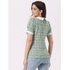 imageAllegra K Halloween Peter Pan Collar Blouse for Womens Button Decor Vintage Tweed Top ShirtGreen