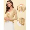 imageAllegra K Lace Bolero for Womens Tie Front Cardigan Ruffled Hem Formal Office Sheer Crop ShrugBeige