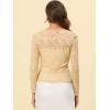 imageAllegra K Lace Bolero for Womens Tie Front Cardigan Ruffled Hem Formal Office Sheer Crop ShrugBeige
