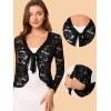 imageAllegra K Lace Bolero for Womens Tie Front Cardigan Ruffled Hem Formal Office Sheer Crop ShrugBlack