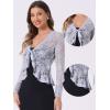 imageAllegra K Lace Bolero for Womens Tie Front Cardigan Ruffled Hem Formal Office Sheer Crop ShrugDusty Grey