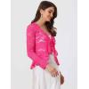 imageAllegra K Lace Bolero for Womens Tie Front Cardigan Ruffled Hem Formal Office Sheer Crop ShrugHot Pink
