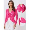 imageAllegra K Lace Bolero for Womens Tie Front Cardigan Ruffled Hem Formal Office Sheer Crop ShrugHot Pink