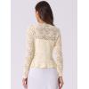 imageAllegra K Lace Bolero for Womens Tie Front Cardigan Ruffled Hem Formal Office Sheer Crop ShrugLight Beige