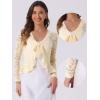 imageAllegra K Lace Bolero for Womens Tie Front Cardigan Ruffled Hem Formal Office Sheer Crop ShrugLight Beige