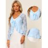 imageAllegra K Lace Bolero for Womens Tie Front Cardigan Ruffled Hem Formal Office Sheer Crop ShrugLight Blue