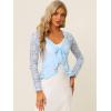 imageAllegra K Lace Bolero for Womens Tie Front Cardigan Ruffled Hem Formal Office Sheer Crop ShrugLight Blue