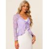 imageAllegra K Lace Bolero for Womens Tie Front Cardigan Ruffled Hem Formal Office Sheer Crop ShrugLight Purple