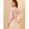 imageAllegra K Lace Bolero for Womens Tie Front Cardigan Ruffled Hem Formal Office Sheer Crop ShrugPink
