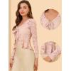 imageAllegra K Lace Bolero for Womens Tie Front Cardigan Ruffled Hem Formal Office Sheer Crop ShrugPink