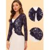 imageAllegra K Lace Bolero for Womens Tie Front Cardigan Ruffled Hem Formal Office Sheer Crop ShrugPurple