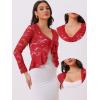 imageAllegra K Lace Bolero for Womens Tie Front Cardigan Ruffled Hem Formal Office Sheer Crop ShrugRed